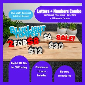 3D Letters & Price Signs Combo Package, Market Display Set - Digital Download