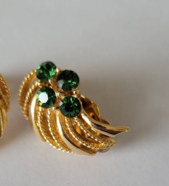 Lisner Green Rhinestone Earrings - image 2