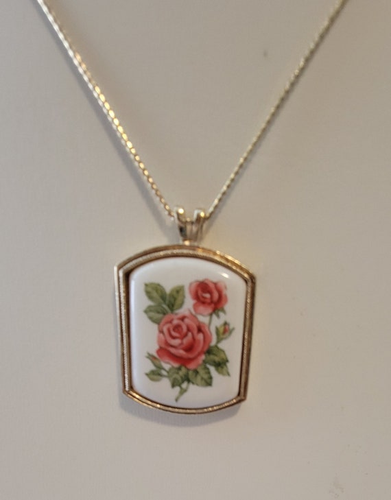 Avon Rose Transfer Necklace