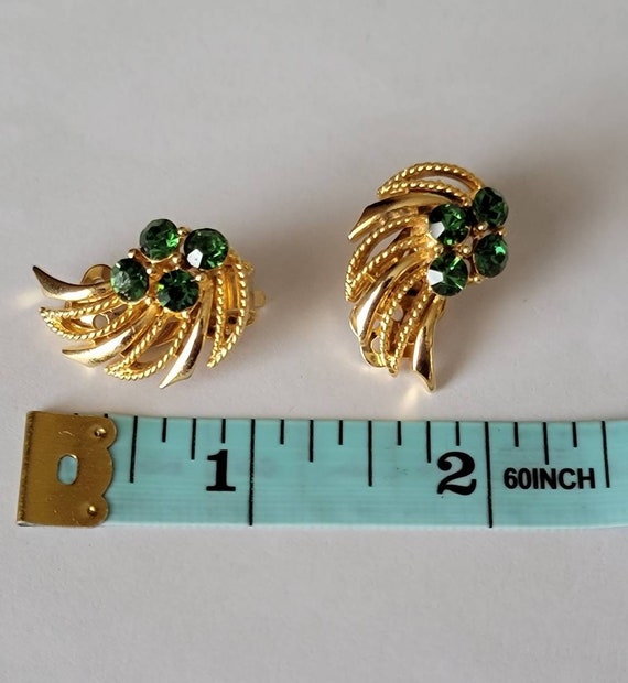 Lisner Green Rhinestone Earrings - image 6