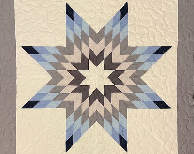 Handmade Lakota Native American Blue, White & Grey Star Quilt 47in X 47in Etsy