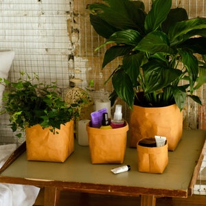 Borsa di carta Kraft lavabile, vaso di fiori per piante, borsa per la casa, cestino portaoggetti da cucina, organizzatore per il bagno, borse per cosmetici, cachepot Wabi Sabi