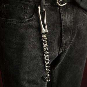 Llavero plata acero inoxidable, cadena de billetera minimalista, soporte de llave de cierre de billetera, cadena de pantalones, joyería de motociclista de cadena