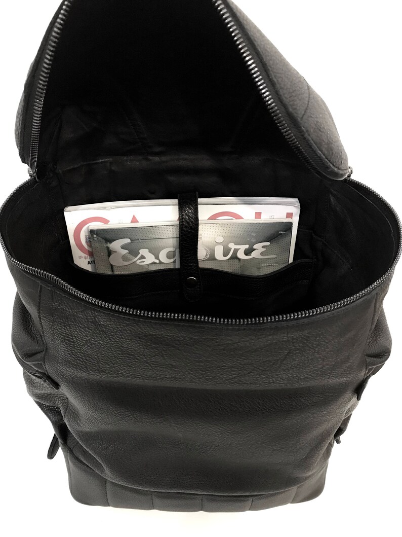 Large black leather backpack men big travel backpack Etsy