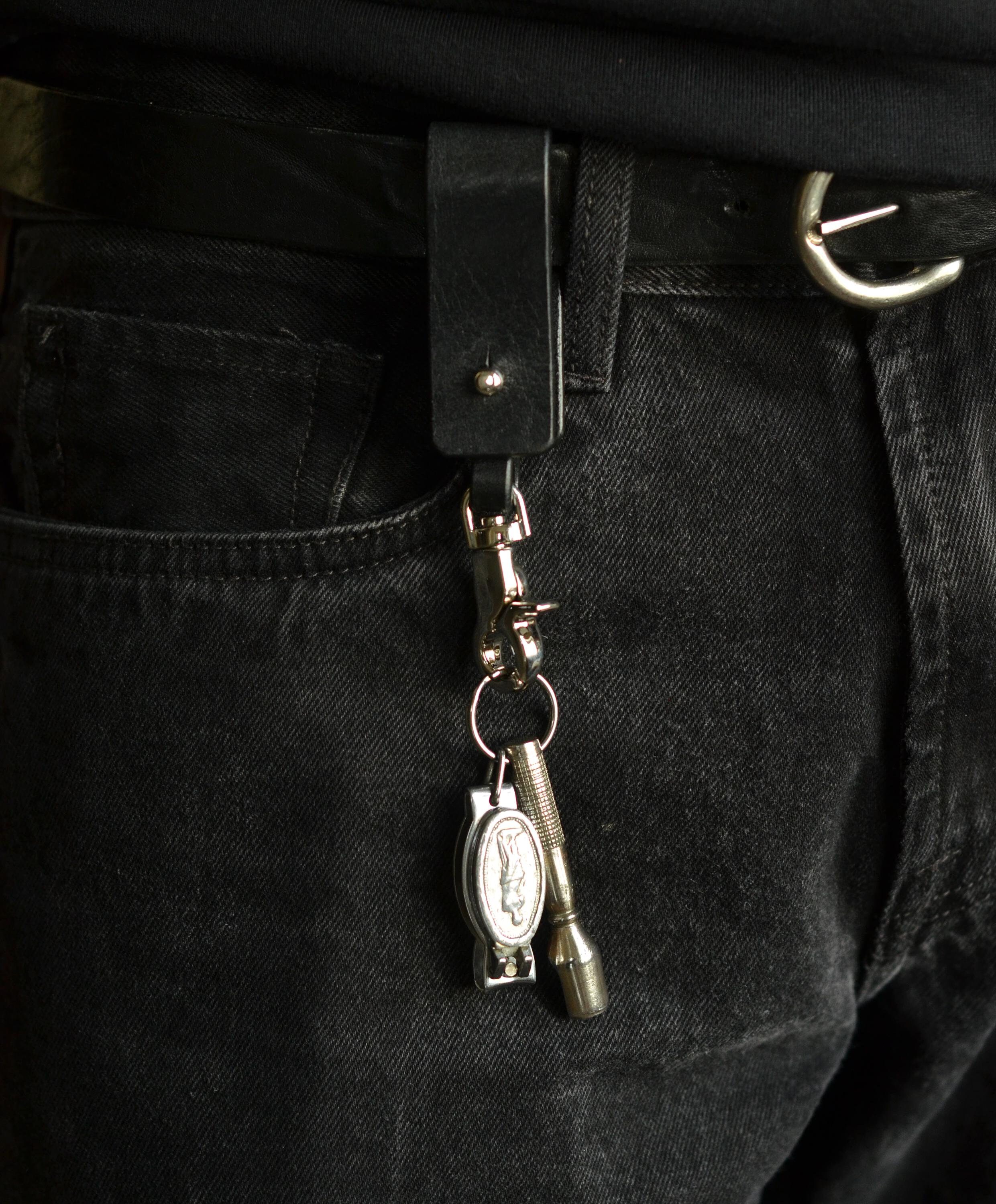 Febs Keychain Belt Loop Keychain, Black Leather Key Fob With Swivel Clip, Belt Holder ...