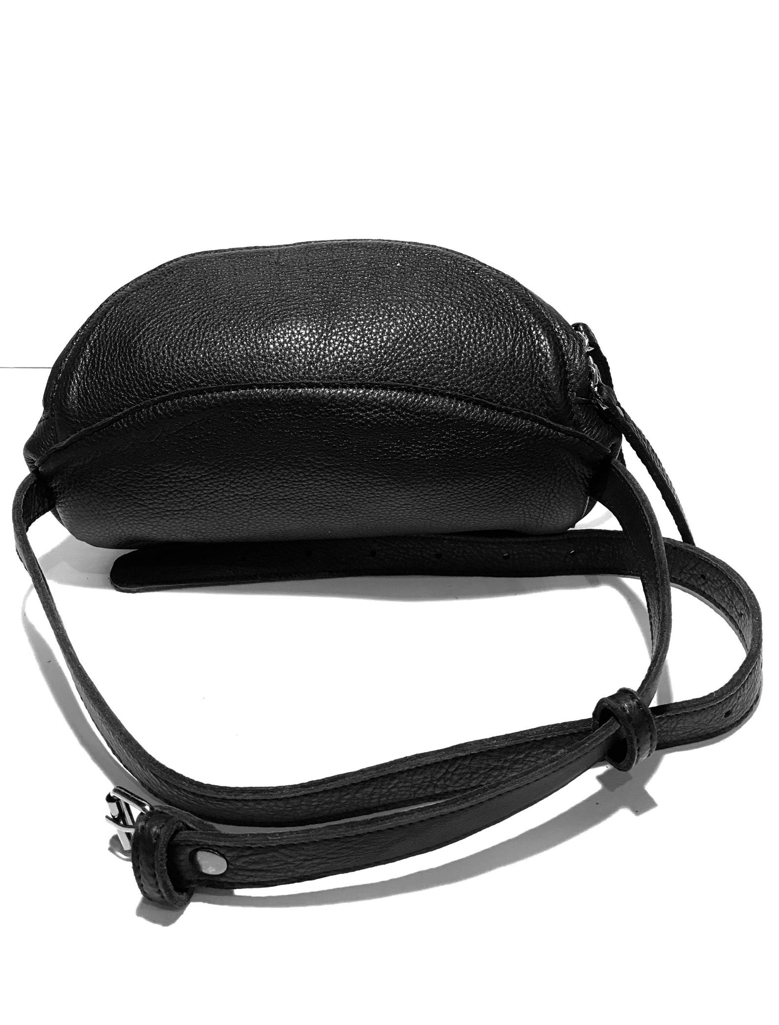 Black leather waist bag Festival fanny pack Leather bum bag Etsy
