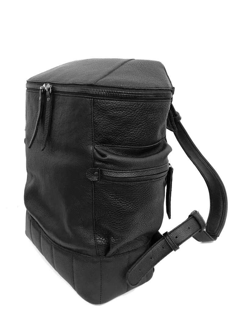 Large Black Leather Backpack Men Big Travel Backpack Etsy
