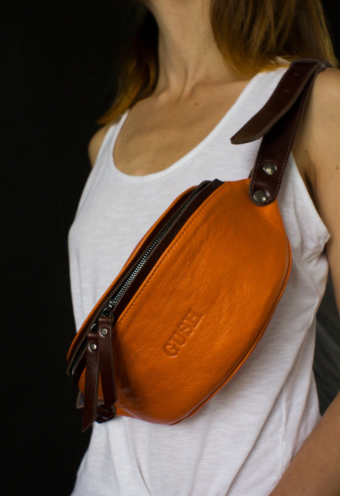 Leather Waist Bag Women Fanny Pack Orange Belt Bag Hip Bag Etsy
