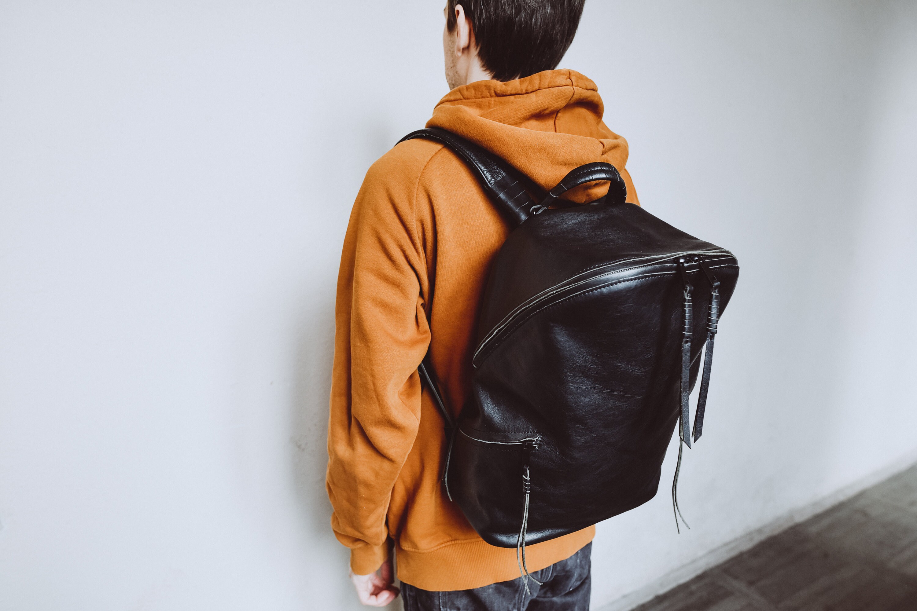 canvas backpack with leather straps | Vintage Laptop Rucksack Herschel Classic Herschel Rucksack K&B Sport and one on the Colour:UNIVERSITY BLUE/ORANGE/BLACK