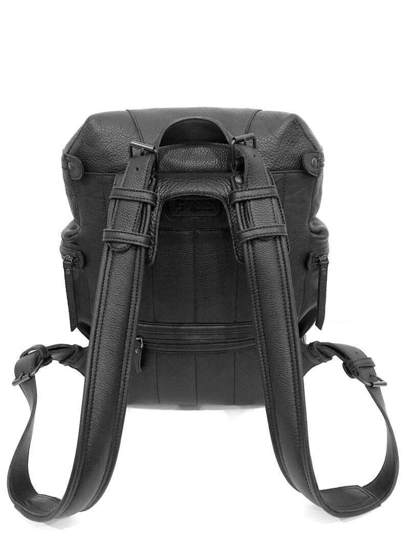 Large Black Leather Backpack Men Big Travel Backpack Etsy