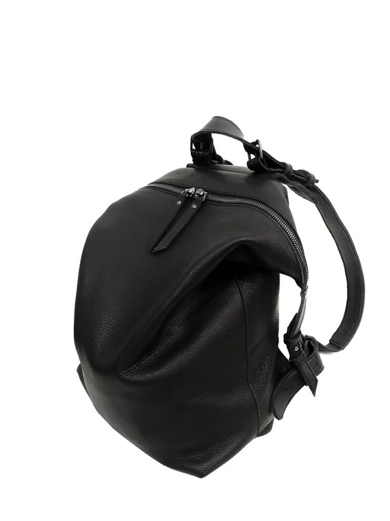 etsy black leather backpack