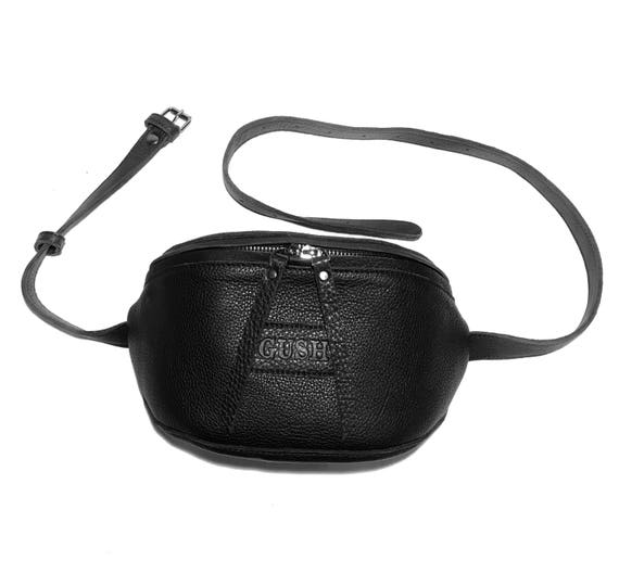 black leather waist pack