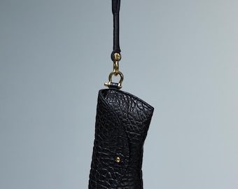 Leather Glasses Case Holder, Black Leather Sunglasses Case, Eyeglass Cover, Sunglasses Leather Purse, Unique Gift
