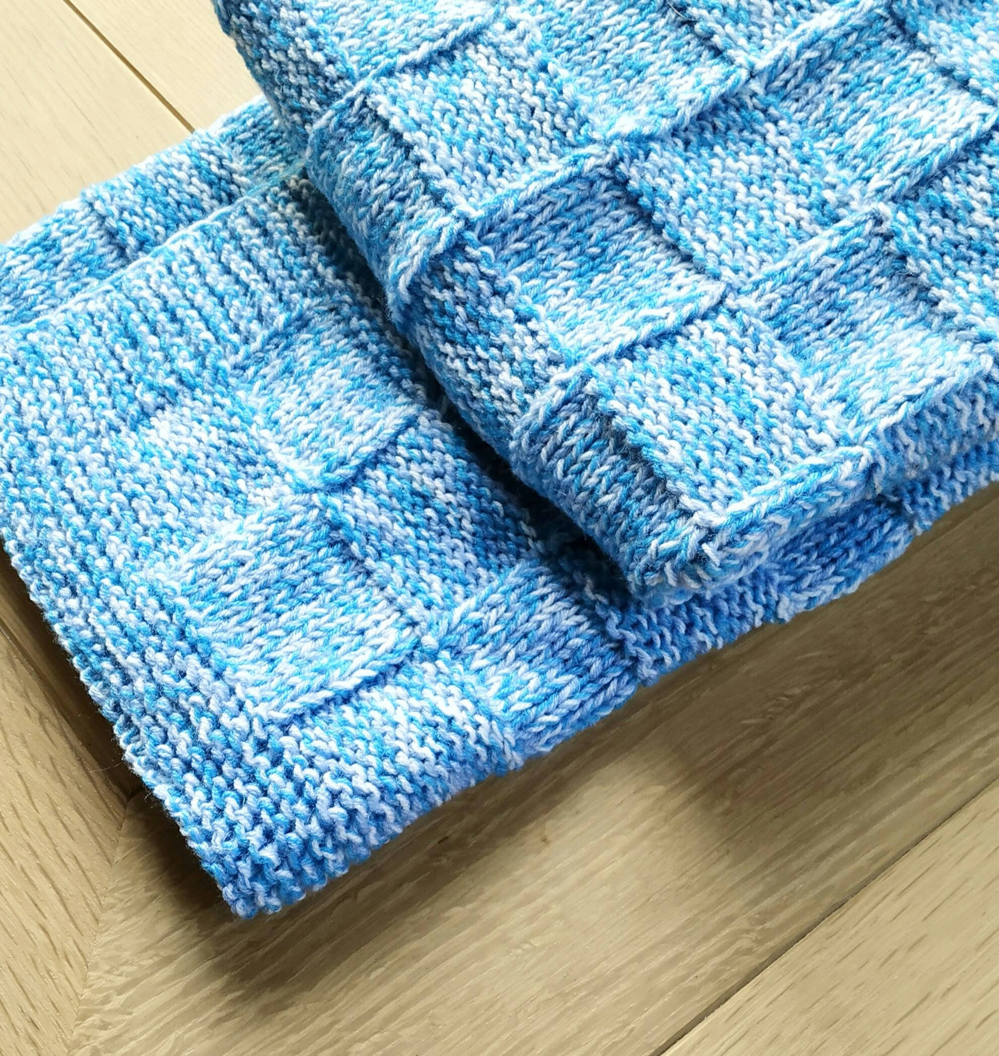 Blue knitted baby blanket Wool knit toddler blanket Baby Etsy