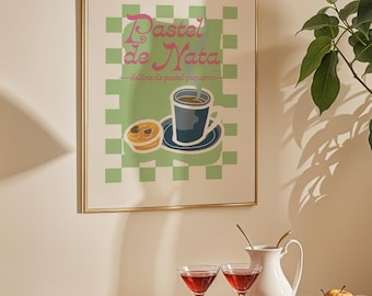 COPIA DIGITAL* Póster con diseño de pastel de nata portugués, impresión sin marco y con opciones de color personalizadas
