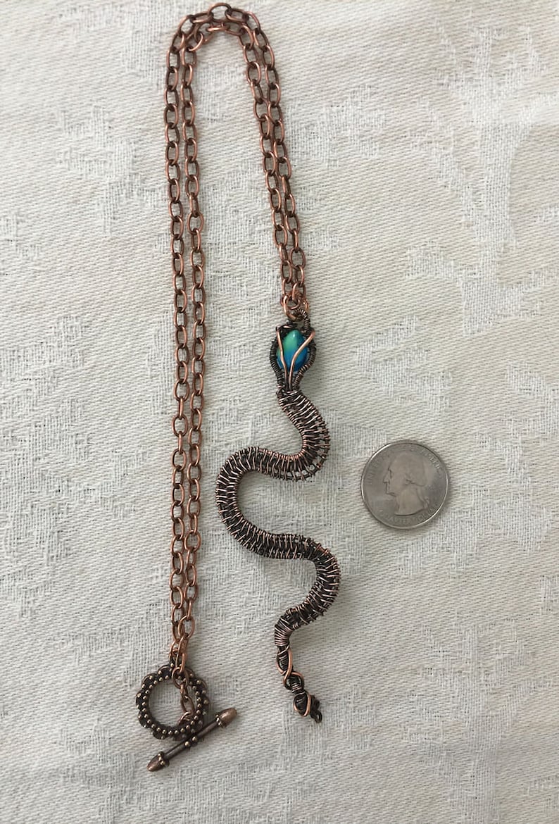 Copper Wire Weave Snake Necklace Snake Necklace Wire Work Snake Jewelry