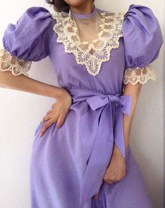 Vintage Lavender Love Chiffon Lace Dress