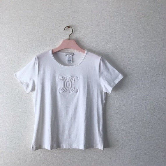 CELINE Embroidery Logo White Short Sleeve T-shirt