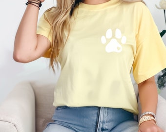 Dog Paw Print Comfort Colors T-Shirt – Dog Lover Gift