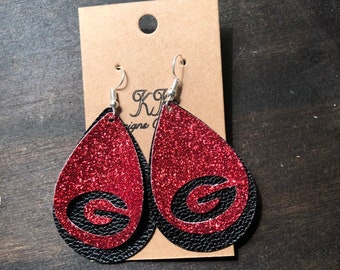 Georgia Bulldog Football Faux Leather earrings