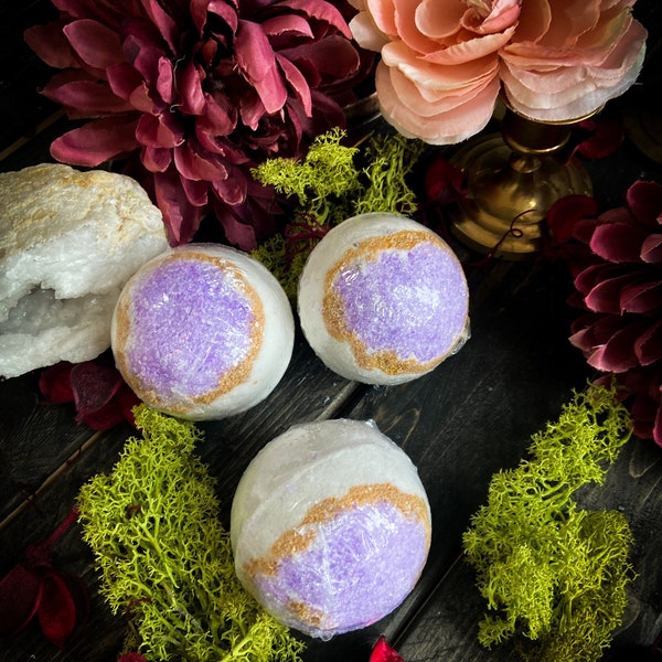 Amethyst Crystal Bath Bomb, Geode Bath Bomb, Girlfriend Gift, Valentines for her, Salt Bath,  Relaxation Spa Set, Crystal Spells, Empath