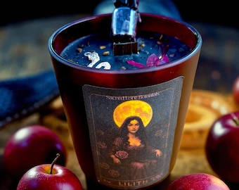 Lilith Candle, Lilith Altar, Gothic Decor, Lilith Ritual Offering, Witch Candle, Dark Feminine, Witchy Gift, Lilith Spell Jar, Feminist Gift