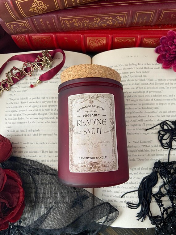 Probably Reading Smut, Literary Candle, Smut Candle, Good Girl Gift, Smut Reader, 10oz Soy Candle, Apothecary Jar, Reading Smut, Wood Wick