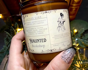 Haunted Bookshop Candle, Book Geek Gift, Gift for Readers, Bookish Soy Candle, Dark Academia Candle, Dark Academia Decor, Witchy Gift,