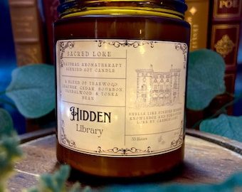 Hidden Library Candle, Book Geek Gift, Gift for Readers, Bookish Soy Candle, Darks Academia Candle,  Dark Academia Decor, Witchy Gift