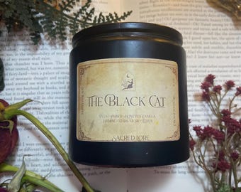 The Black Cat Candle, Edgar Allen Poe Candle, Gift for Readers, Bookish Soy Candle, Dark Academia Candle, Dark Academia Decor, Gothic Decor