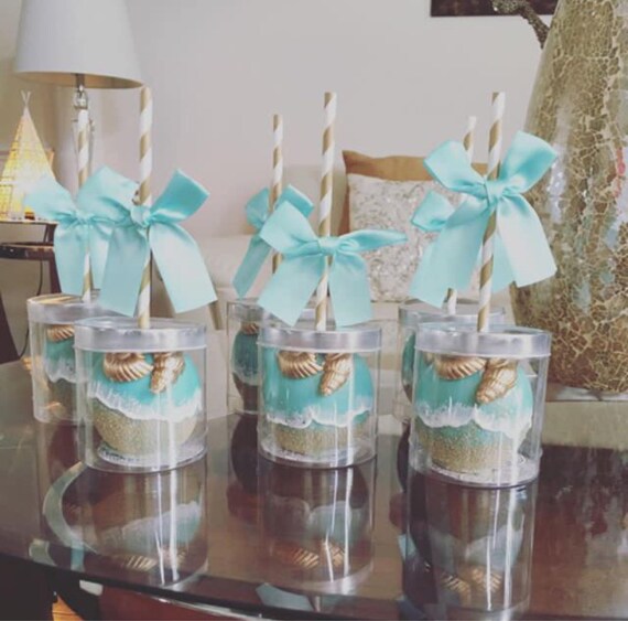 Beach Bridal Shower Themed Chocolate Covered Apples
