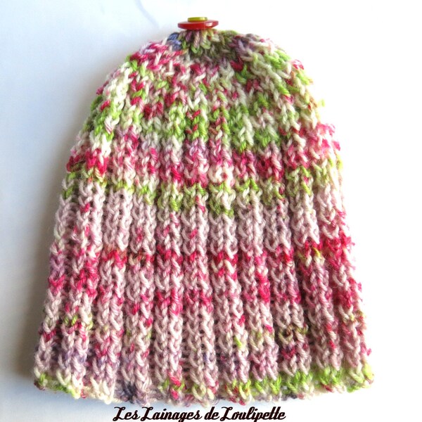 Bonnet laine teinté artisanalement  couleurs acidulées