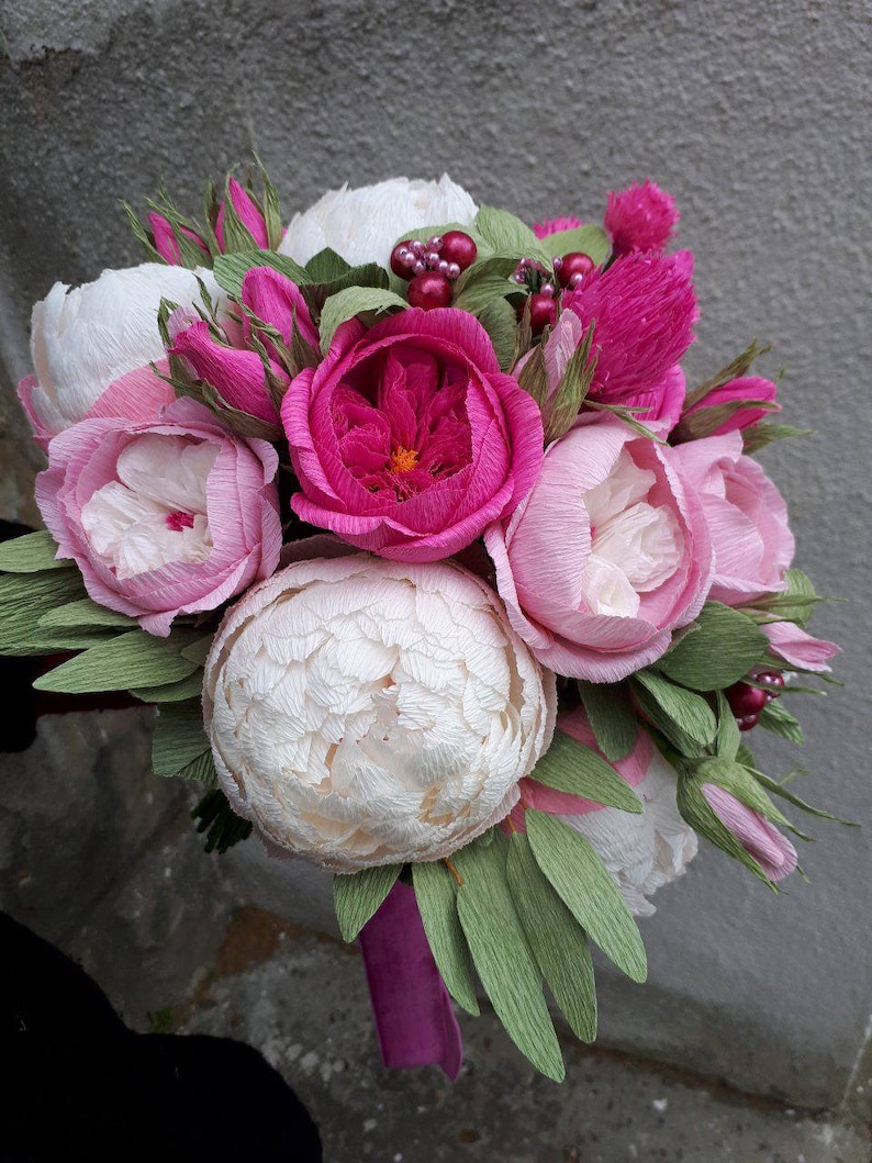 Wedding Bouquet High Quality Crepe Paper Flowers Choose How Many Do You