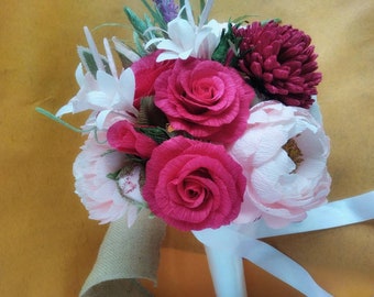 Свадебный букет высокого качества креп бумажных цветов - выберите, сколько вам нужно - 5 или 9 ... этот букет содержит 3 цветка
