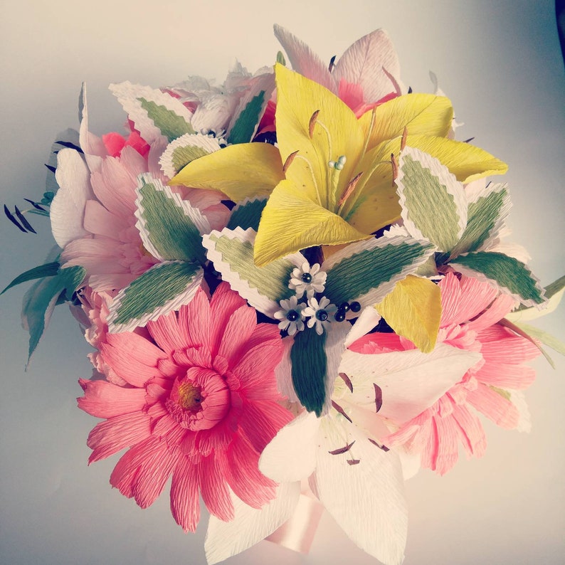 Lilies.Wedding bouquet Crepe Paper lilies FlowersBouquets Etsy