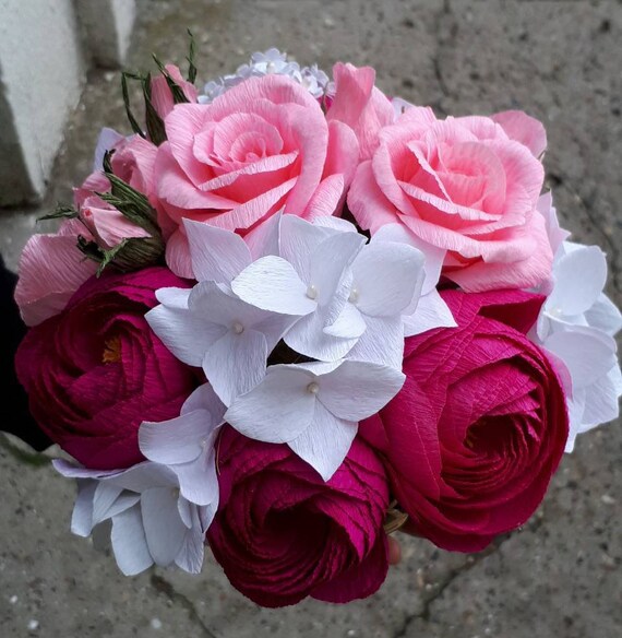 Bridal Bouquet High Quality Crepe Paper Flowers Choose How Etsy