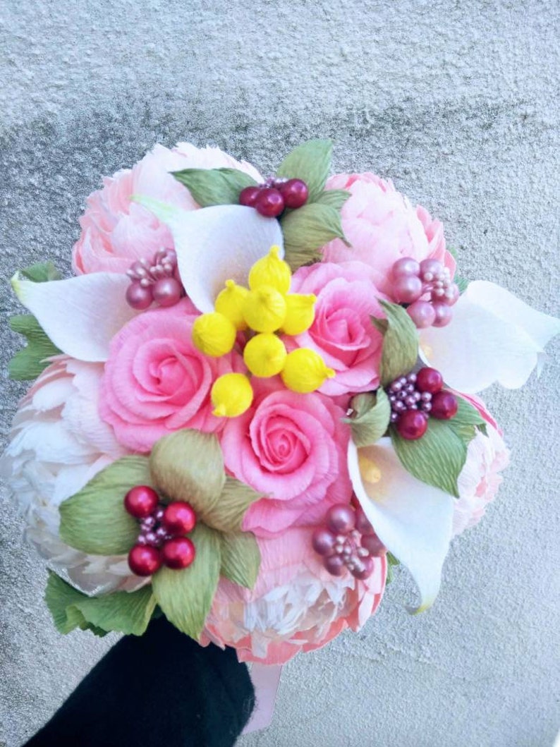 Wedding Bouquet High Quality Crepe Paper Flowers Choose How Many Do You Need 5 or 9 This