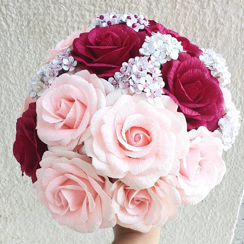 Bouquthe Flowers Roses Crepe Paperflower .bouquetspaper Etsy