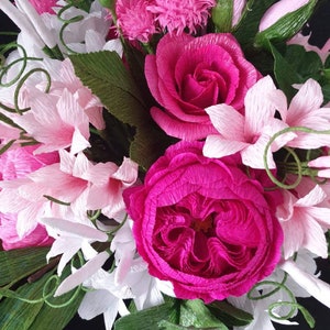 Wedding bouquet  high quality crepe paper flowers - choose how many do you need - 5 or 9 ... this bouquet contains 3 flowers