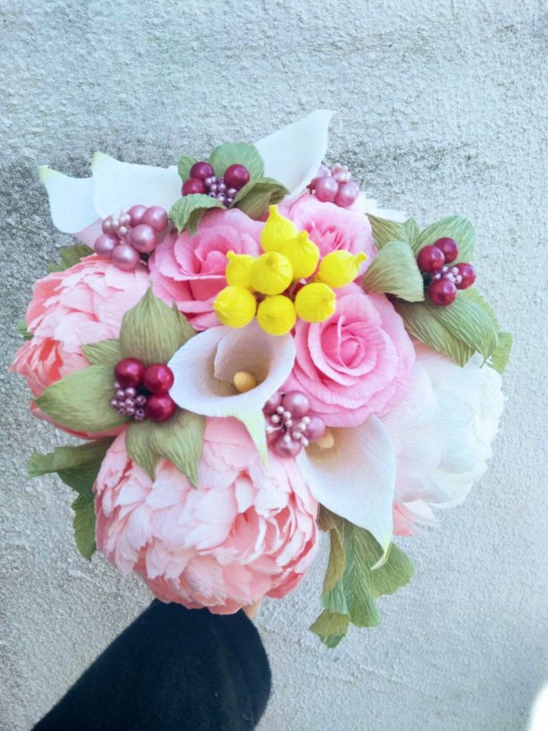 Wedding Bouquet High Quality Crepe Paper Flowers Choose How Many Do You Need 5 or 9 This