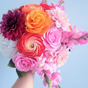 Wedding bouquet  high quality crepe paper flowers - choose how many do you need - 5 or 9 this bouquet contains 3 flowers