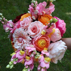 Wedding bouquet  high quality crepe paper flowers - choose how many do you need - 5 or 9 this bouquet contains 3 flowers