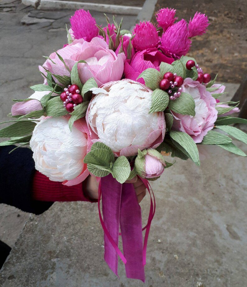 Wedding Bouquet High Quality Crepe Paper Flowers Choose How Many Do You