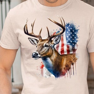 American Deer Hunter - Unisex Heavy Cotton Tee - hunting t-shirt - buck and flat shirt - available to 5XL