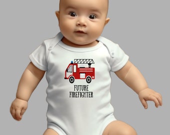 Future Firefighter Gerber Brand Baby Short Sleeve Onesie® Cute Funny Baby Clothes Firefighter Meme