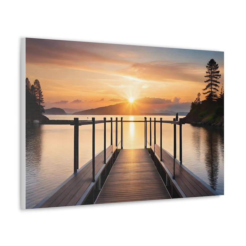 Sunset Over the Dock Canvas Art Print Gallery Style Wall Art Water ...
