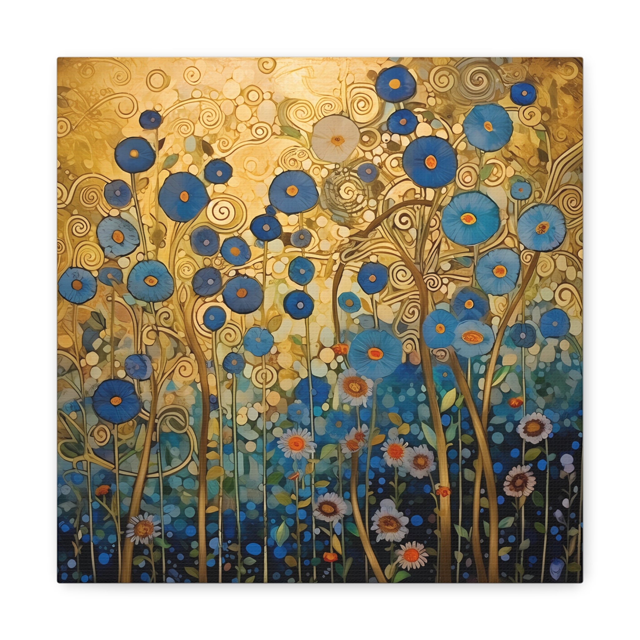 Gustav Klimt Floral Study in Gold Art Print on Canvas ...