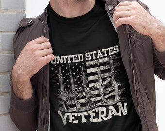 United States Veteran tee shirt Flag Firearms and Freedom Patriotic gift for Army Air Force Marines Navy veterans available to 5XL