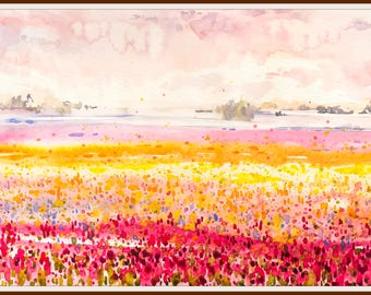 Spring Wildflower Watercolor Print on Art Canvas Gallery Wrap Botanical Art Print on Canvas Floral Artwork Interior Design Art