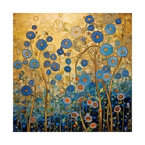Étude florale Gustav Klimt en or, impression sur papier d'art de qualité muséale vintage Art de musée classique couleurs vives Impression artistique